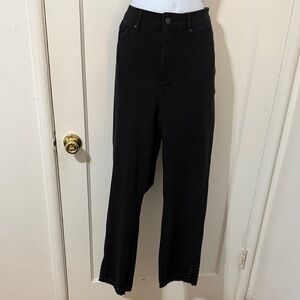 NYDJ Black Studded Slim-Straight Leg Jeans